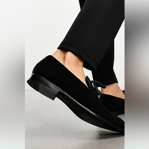 French Connection Mens leather Tassel loafers in black UK size 9- US size 10 - Picture 3 of 10